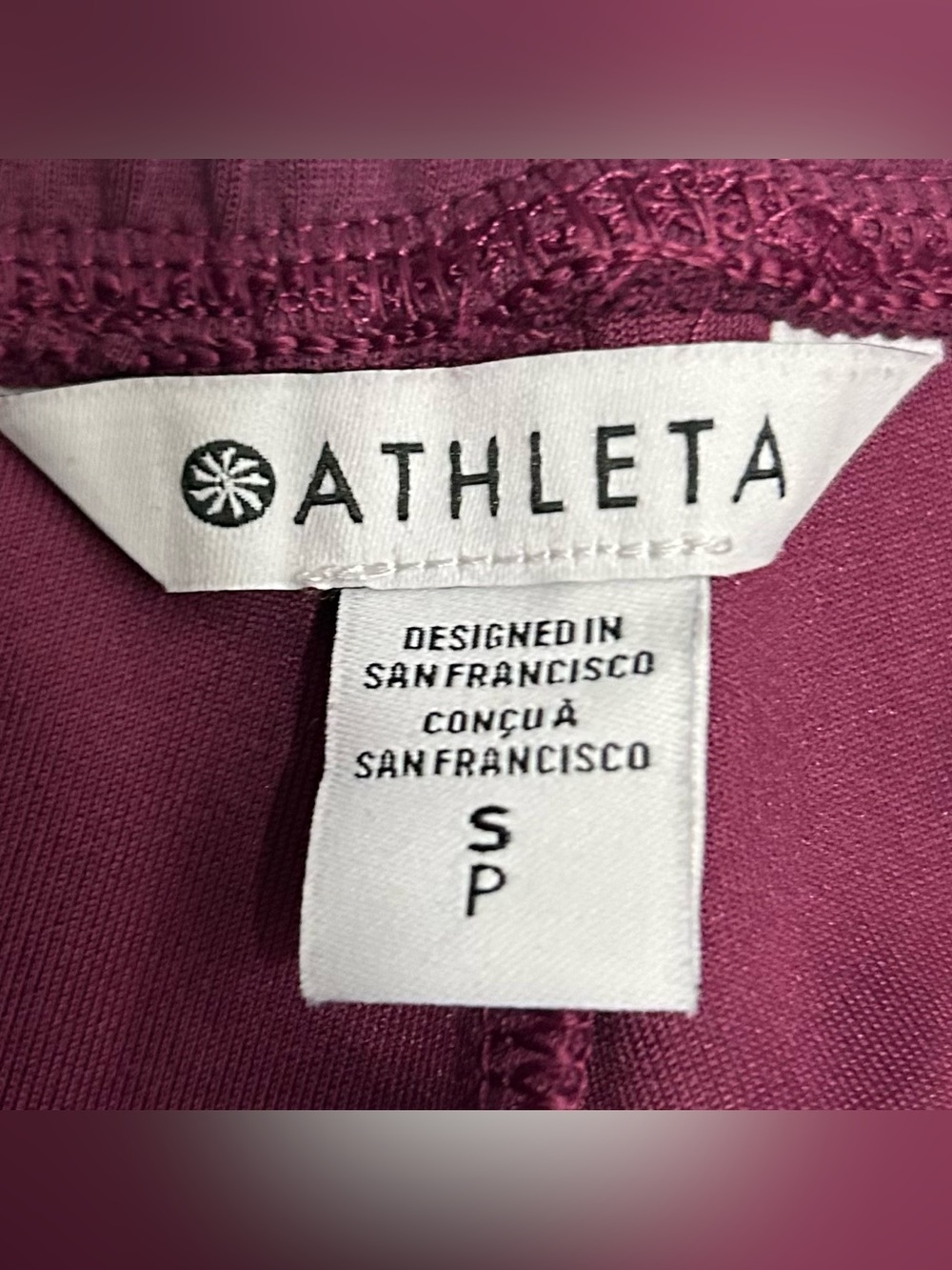 Athleta Seasoft Mid Rise Straight Pants Women’s Size S Wildberry Pull On Plush - Picture 9 of 10